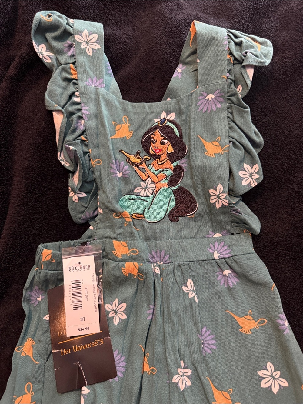 Disney Jasmine Teal Floral Printed Ruffle Dress
